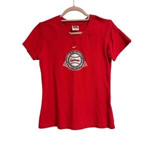 Vtg Y2K 2004 Nike Red V-Neck St. Louis Cardinals Women's Tee - Size S (4-6)